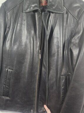 Danier Black Genuine Leather Jacket Zip Out Liner Mens Bomber Style Coat